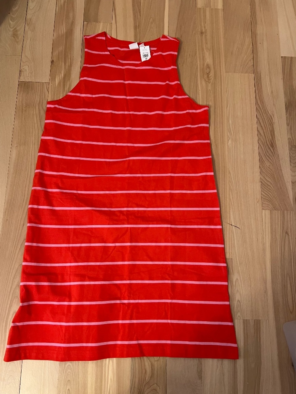 GAP Red and pink Striped Sleeveless Shift Dress
